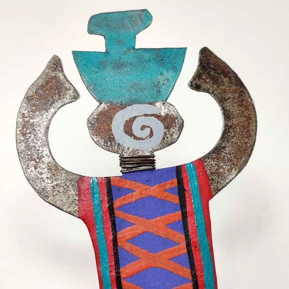 Bill Marcia Finks Signed Metal Brooch Pin Eclectic Tribal Statement Wearable Art - Picture 5 of 15